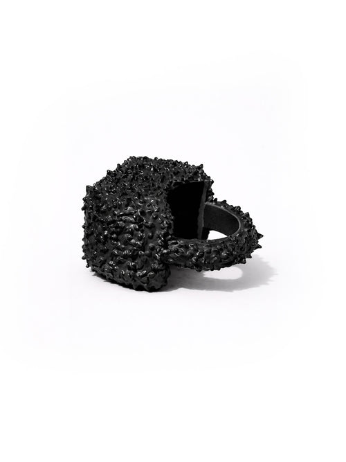 Black textured ring on a white background
